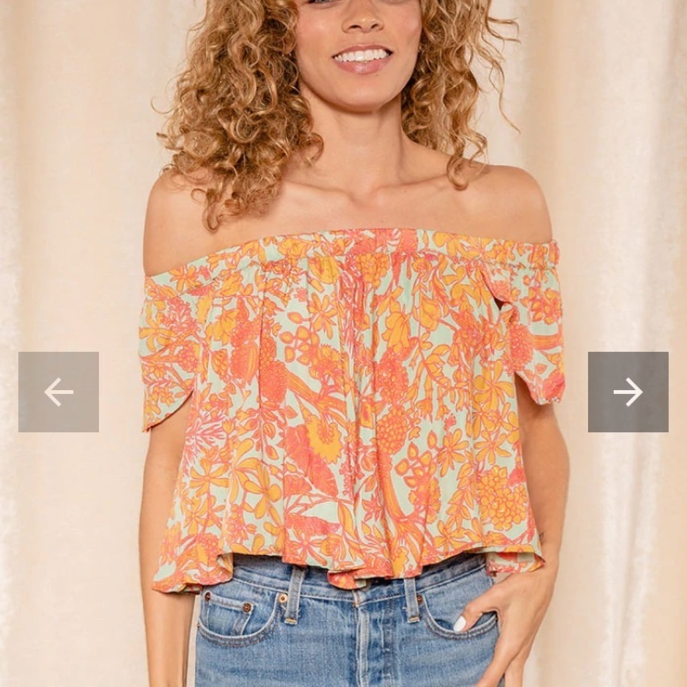 NWT Raga Golden Rules Off the Shoulder Crop Top, size small - Picture 3 of 7